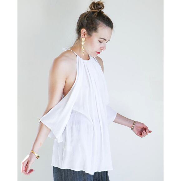 Shaina Mote Reyes Top Bleach White Size 8 - Picture 2 of 13